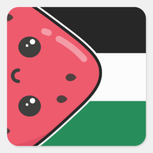 Pegatina Cuadrada Bandera palestina linda con Palestina sin sandía