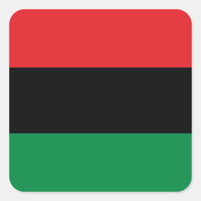 Pegatina Cuadrada Bandera Panafricana, feliz Kwanzaa (Anverso)