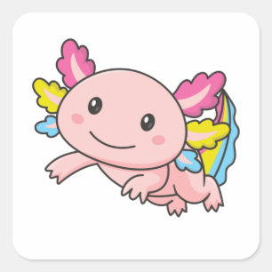 Pegatina Cuadrada Bandera Pansexual Junio Orgullo Lgbtq Axolotl Squa