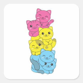 Pegatina Cuadrada Bandera Pansexual Orgullo Pansexual Lgbtq Cute Cat