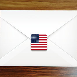 Pegatina Cuadrada Bandera Patriótica Americana Estados Unidos
