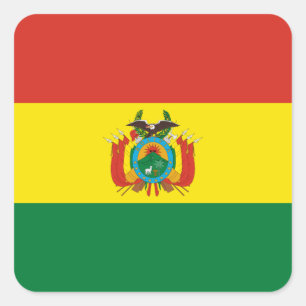 Pegatina Cuadrada Bandera patriótica de Bolivia