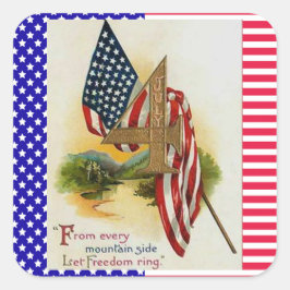 Pegatina Cuadrada Bandera Patriótica de Estrellas y Rayas 4 de julio