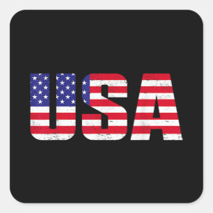 Pegatina Cuadrada Bandera Patriótica Estadounidense Para Hombres Niñ