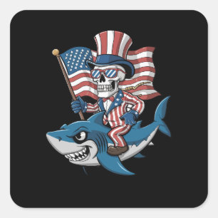 Pegatina Cuadrada Bandera patriótica norteamericana retroinspirada