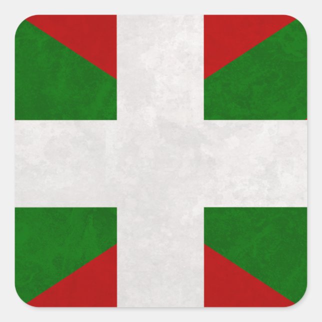 Pegatina Cuadrada Bandera Pays Basque Euskadi (Anverso)