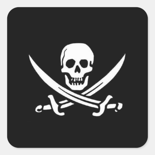 Pegatina Cuadrada Bandera pirata (Anverso)