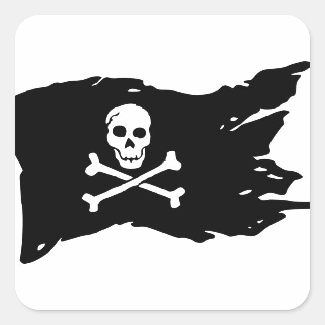 Pegatina Cuadrada Bandera pirata (Anverso)