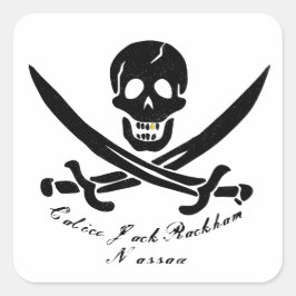 Pegatina Cuadrada Bandera pirata Calico Jack Nassau Jolly Roger