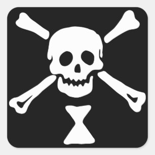 Pegatina Cuadrada Bandera pirata de Emanuel Wynne Jolly Roger