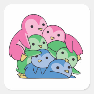 Pegatina Cuadrada Bandera Polisexual Orgullo Lgbtq Cute Pingüino