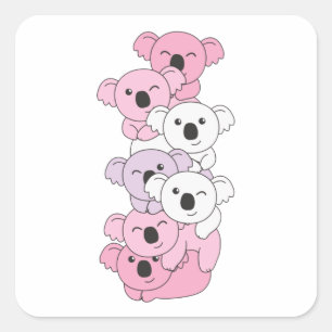 Pegatina Cuadrada Bandera Pomosexual Orgullo Lgbtq Cute Plaza Koala