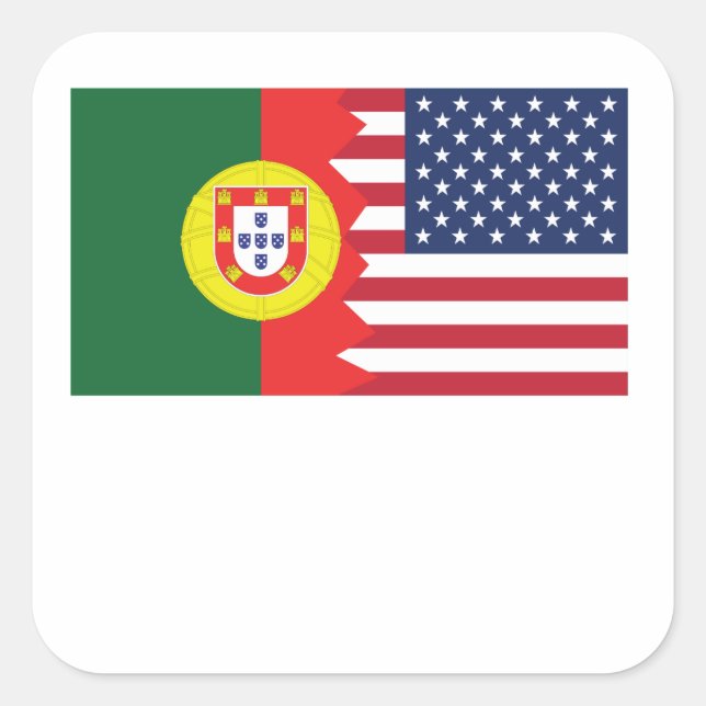 Pegatina Cuadrada Bandera portuguesa norteamericana (Anverso)