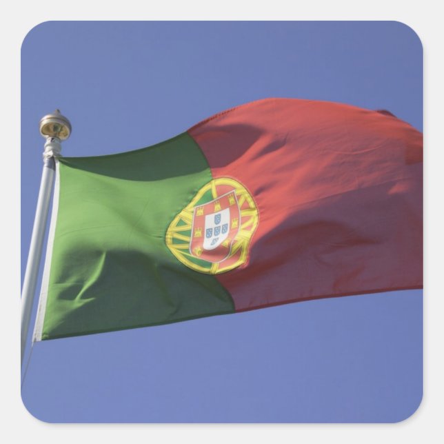 Pegatina Cuadrada Bandera portuguesa RF) (Anverso)