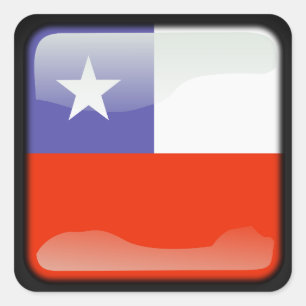Pegatina Cuadrada Bandera pulida de Chile