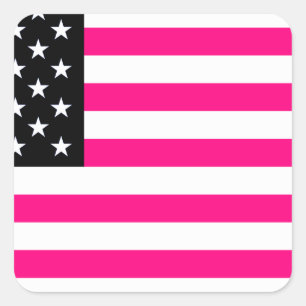 Pegatina Cuadrada bandera rosa estadounidense
