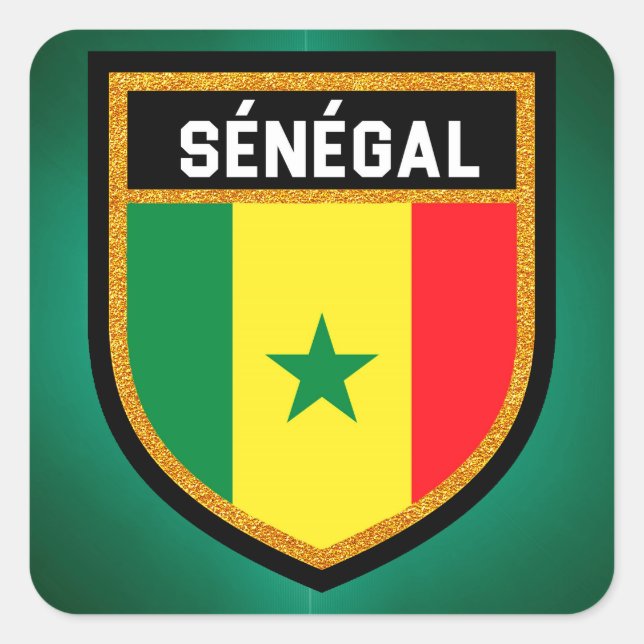 Pegatina Cuadrada Bandera Senegal (Anverso)