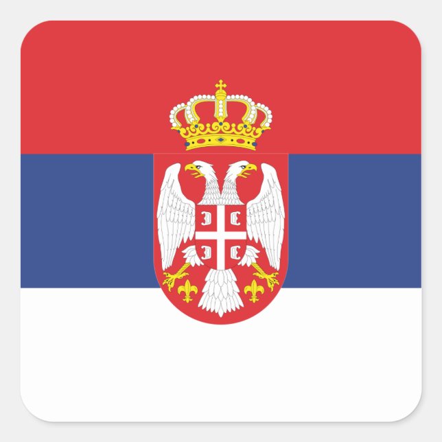 Pegatina Cuadrada Bandera serbia (Anverso)