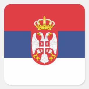 Pegatina Cuadrada Bandera serbia