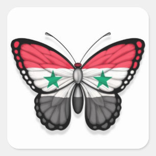 Pegatina Cuadrada Bandera siria de la mariposa