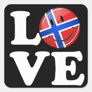 Pegatina Cuadrada Bandera sonriente de Love Noruega