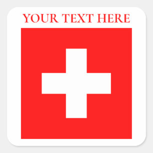 Pegatina Cuadrada Bandera Suiza Personalizada Schweiz Europa Suiza