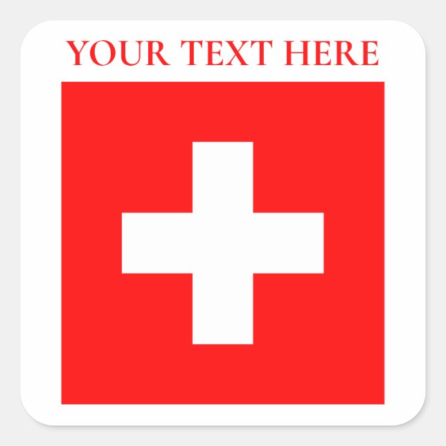 Pegatina Cuadrada Bandera Suiza Personalizada Schweiz Europa Suiza (Anverso)