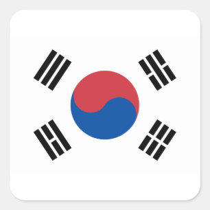Pegatina Cuadrada Bandera surcoreana - Corea - Taegeukgi - 대 한 민 국 의