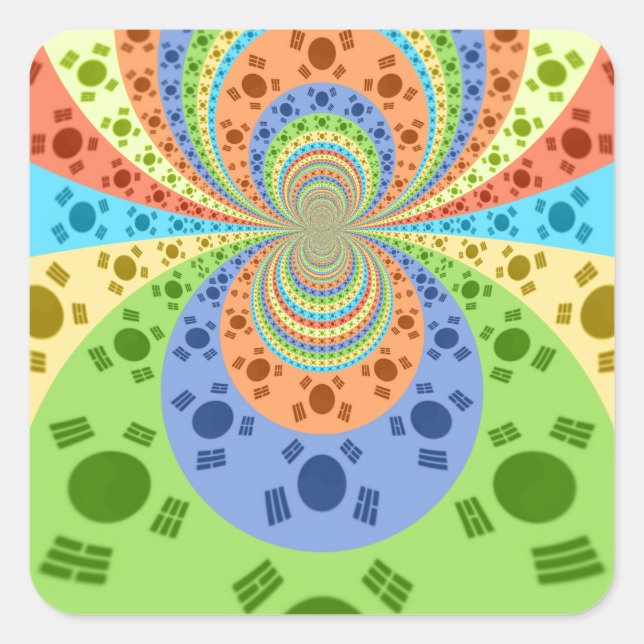 Pegatina Cuadrada Bandera surcoreana inspira arte abstracto (Anverso)