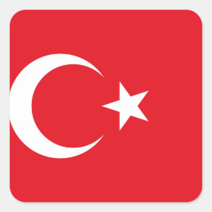 Pegatina Cuadrada Bandera turca (turca)