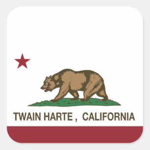 Pegatina Cuadrada Bandera Twain Harte de la república de California