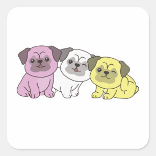 Pegatina Cuadrada Bandera Twink Pug Pride Lgbtq Cute Perros Square S
