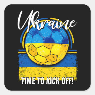 Pegatina Cuadrada Bandera ucraniana de fútbol, bandera retro ucrania