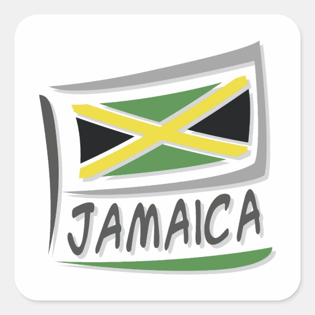 Pegatina Cuadrada Bandera X del Orgullo de Jamaica (Anverso)