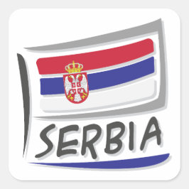 Pegatina Cuadrada Bandera X del Orgullo Serbia