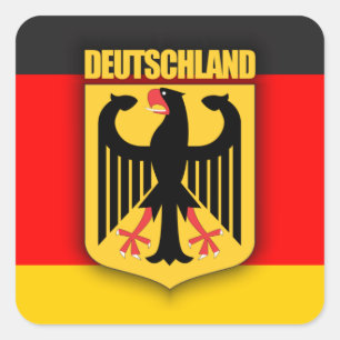 Pegatina Cuadrada Bandera y escudo de armas de Deutschland