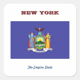 PEGATINA CUADRADA BANDERA Y LEMA DE NUEVA YORK