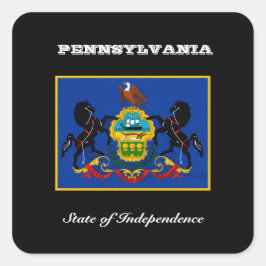 Pegatina Cuadrada bandera y lema de Pensilvania