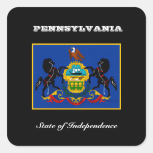 Pegatina Cuadrada bandera y lema de Pensilvania