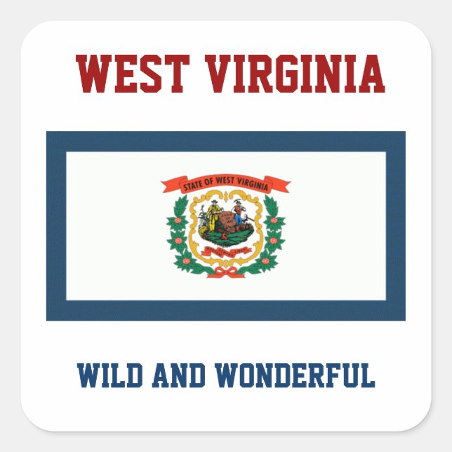 PEGATINA CUADRADA BANDERA Y LEMA DE VIRGINIA OCCIDENTAL (Anverso)