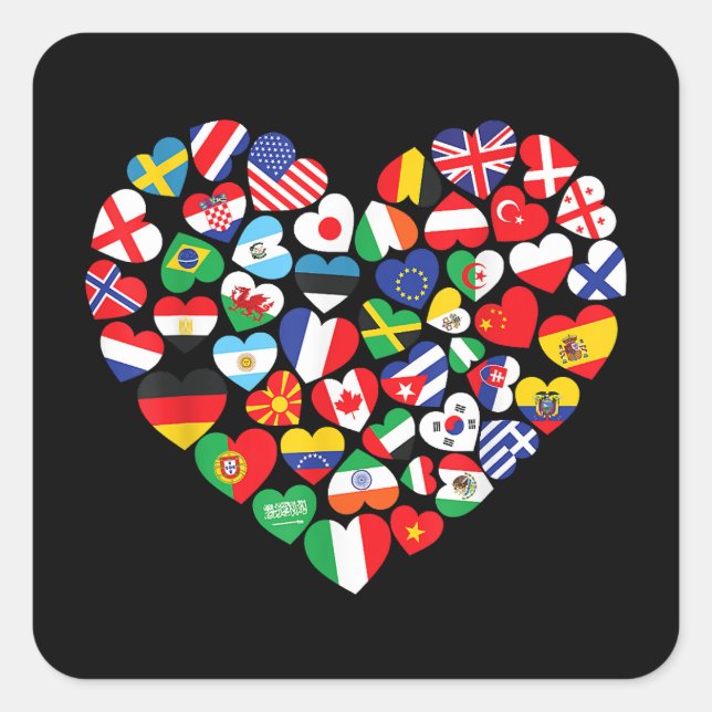 Pegatina Cuadrada Banderas de los países de la bandera internacional (Anverso)