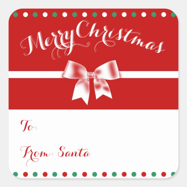 Pegatina Cuadrada Banderas de regalo de Navidad de la Plaza Roja per (Anverso)