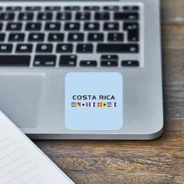 Pegatina Cuadrada Banderas náuticas de Costa Rica