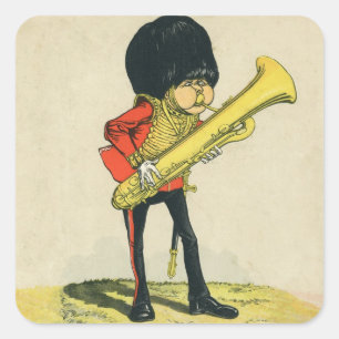 Pegatina Cuadrada Bandsman de los guardias del granadero