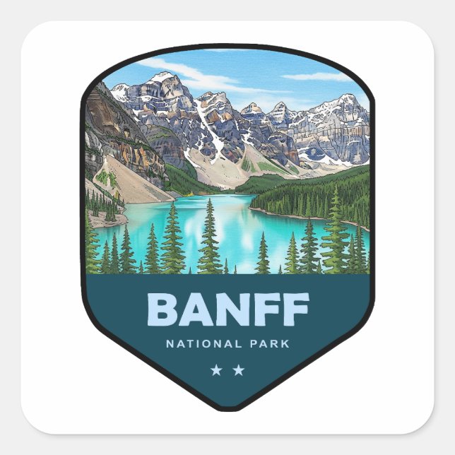 Pegatina Cuadrada Banff National Park Shield (Anverso)