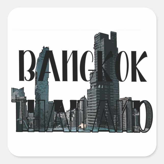 Pegatina Cuadrada Bangkok Tailandia - Ciudad, viajes, tailandés (Anverso)