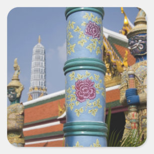 Pegatina Cuadrada Bangkok, Tailandia. El Gran Palacio 2 de Bangkok