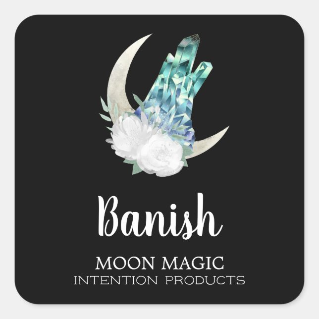 Pegatina Cuadrada Banish Crystal Moon Intención Candle Labs (Anverso)