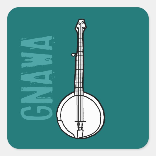 Pegatina Cuadrada Banjo Gnawa (Anverso)