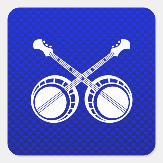 Pegatina Cuadrada Banjos de duelo azul (Anverso)